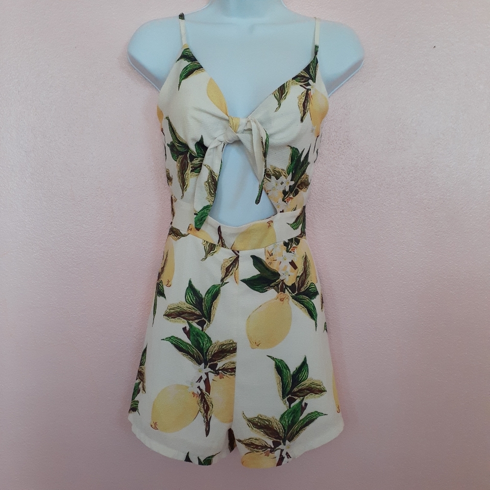 Lemon white, yellow and green romper